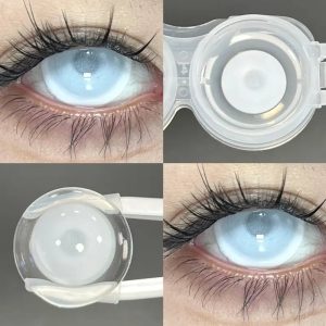 ComicPie Foggy White Colored Contact Lenses for Cosplay & Halloween (HD187-W)
