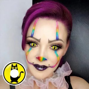 ComicPie Yellow Kitten Pattern Colored Contact Lenses for Cosplay & Halloween (RY328)